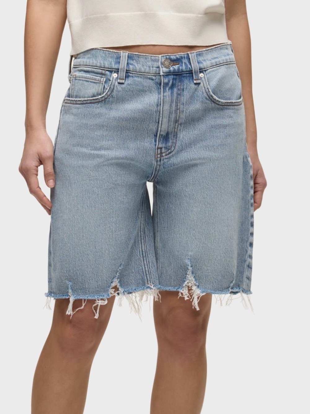 $165 NWT Hudson Jeans “London” Low Rise Long Shorts in Blue Eyes Sz 32